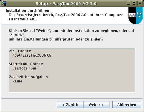 EasyTax Installation Screenshot